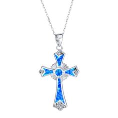 Pandantiv tahionizat Cruce cu raze de soare - Fire Opal
